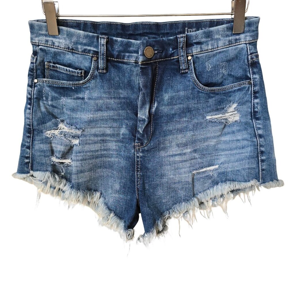 Blank NYC High Rise Cut Off Wedge Denim Jean Shorts